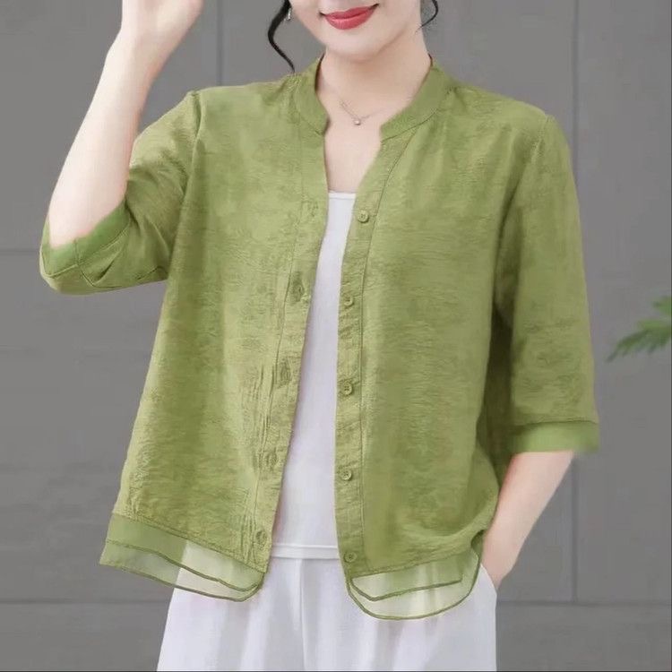 V領中袖襯衫